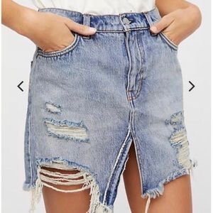 Free People Distressed Denim Skirt